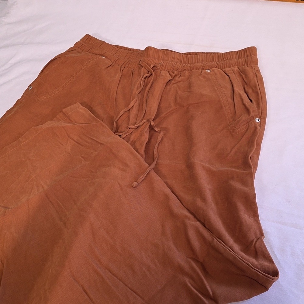 Betsy's Boutique Shop Pants Women XL Rust Orange Wide Leg Drawstring